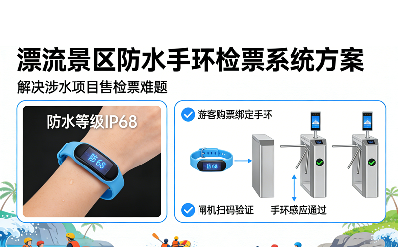 漂流景区防水手环检票系统方案：解决涉水项目售检票难题